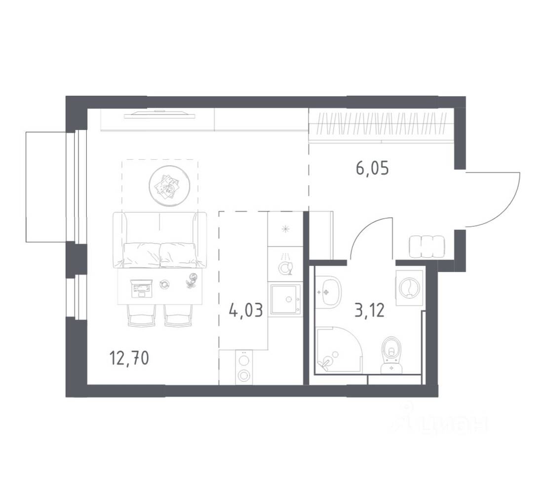 Квартира-студия, 25,9 м², в ЖК Мытищи Парк