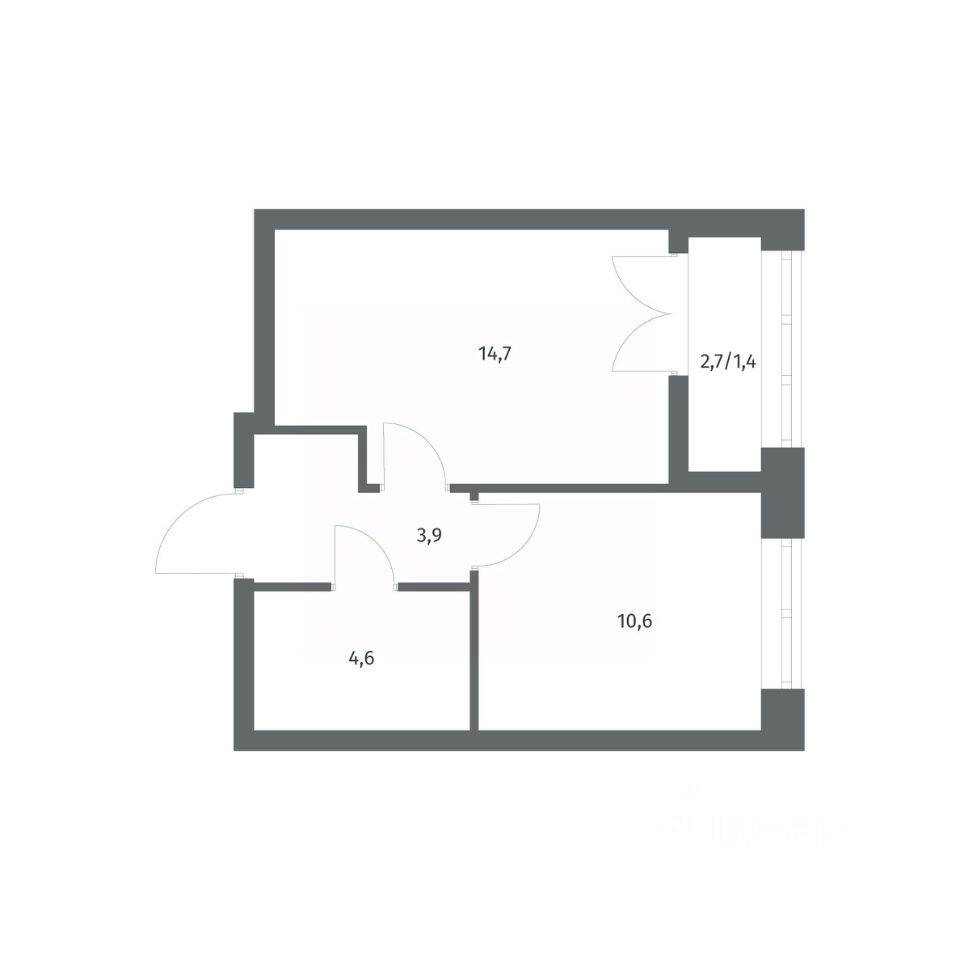 Планировка 1 комнатной квартиры, 35.21 м², в «NEWПИТЕР»