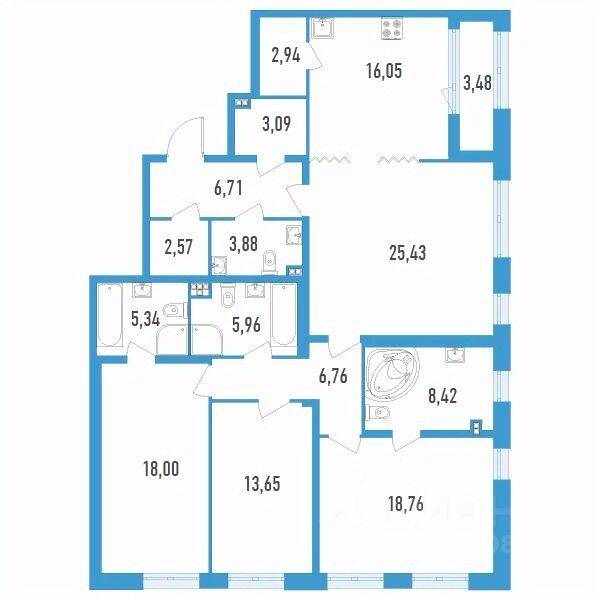 4-комн. квартира, 139,3 м², в ЖК Дефанс