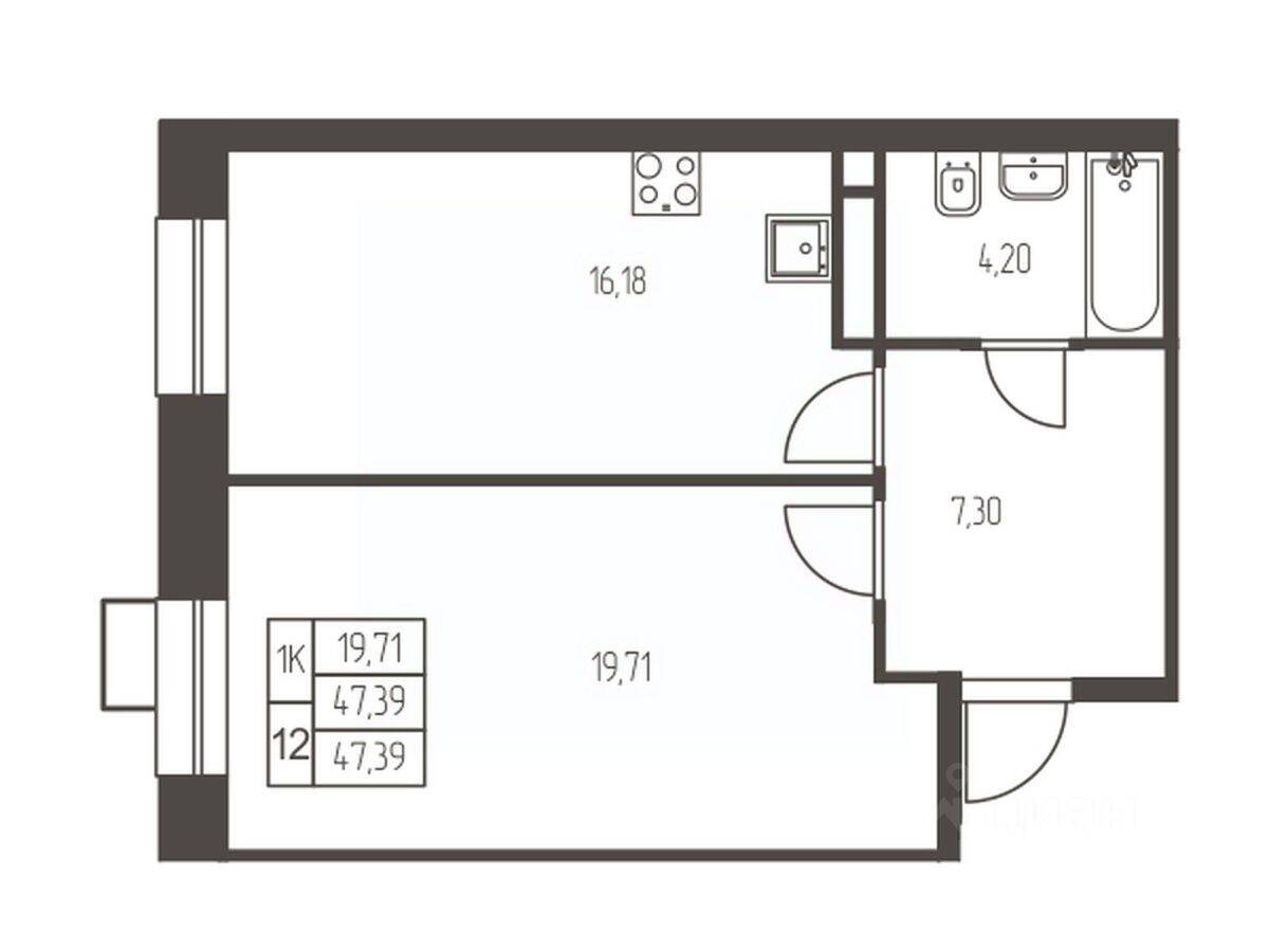 1-комн. квартира, 47,4 м², в ЖК Новая Ивантеевка