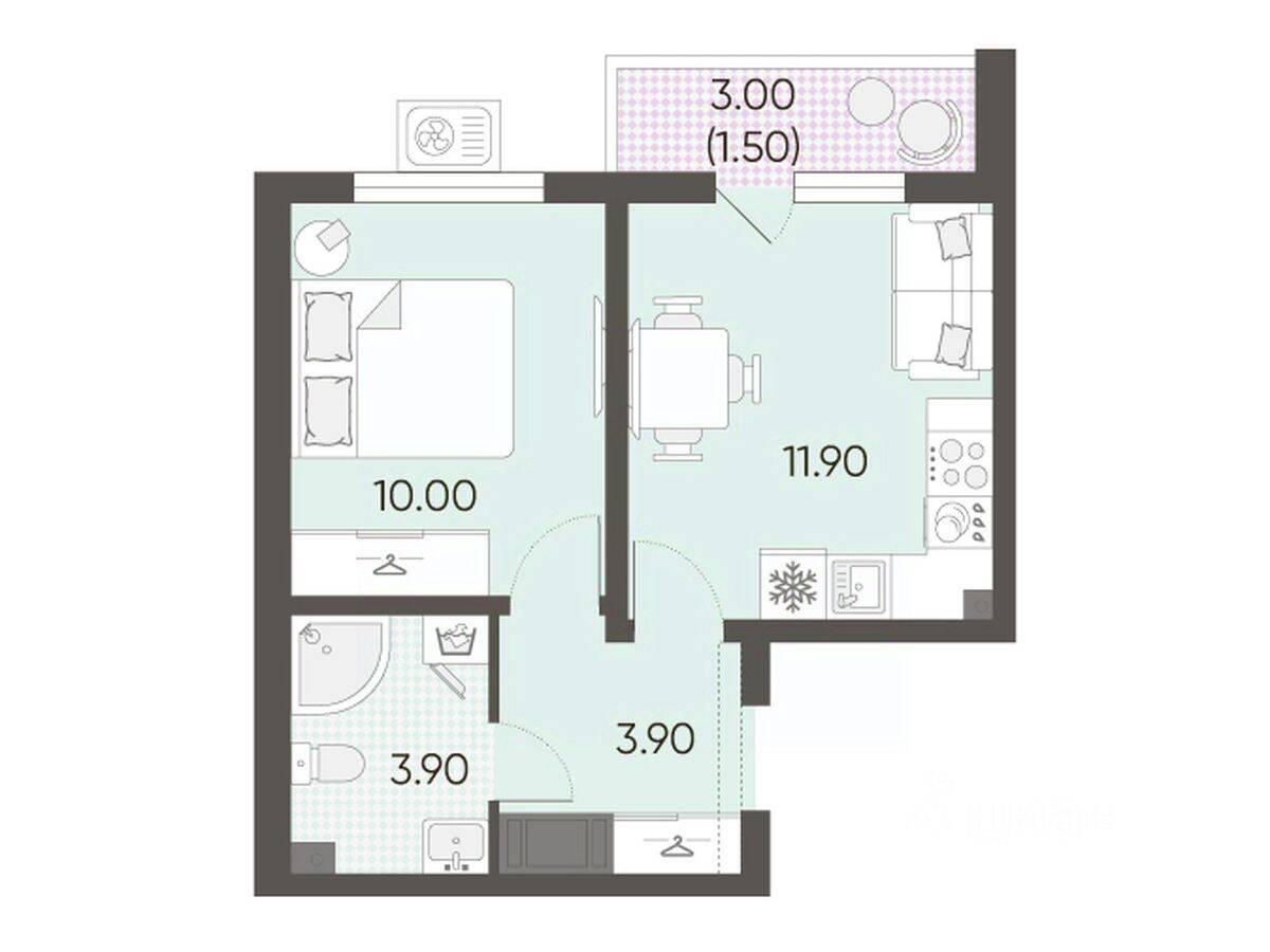 1-комн. квартира, 31,2 м², в ЖК «Ручьи»
