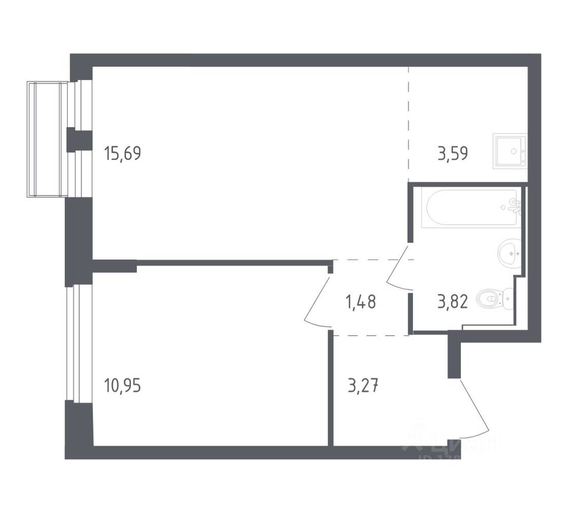 1-комн. квартира, 38,8 м², в ЖК Рублевский Квартал
