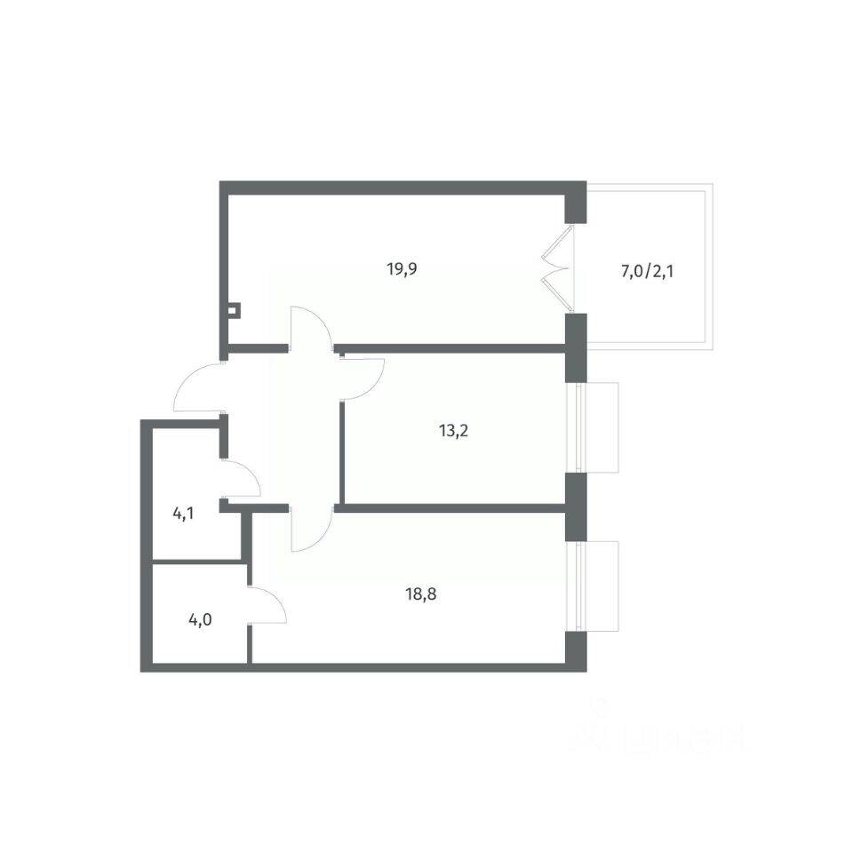 2-комн. квартира, 69,1 м², в ЖК Парусная 1