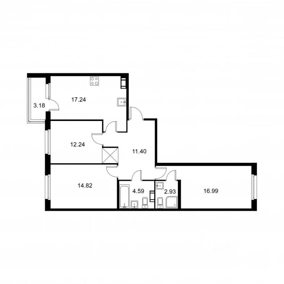 3-комн. квартира, 81,8 м², в ЖК Квартал Заречье