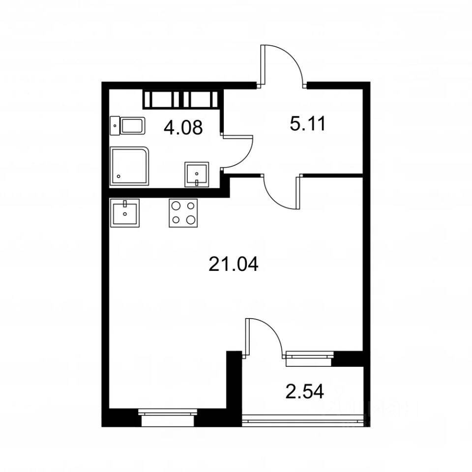 Квартира-студия, 31,5 м², в ЖК Квартал Заречье