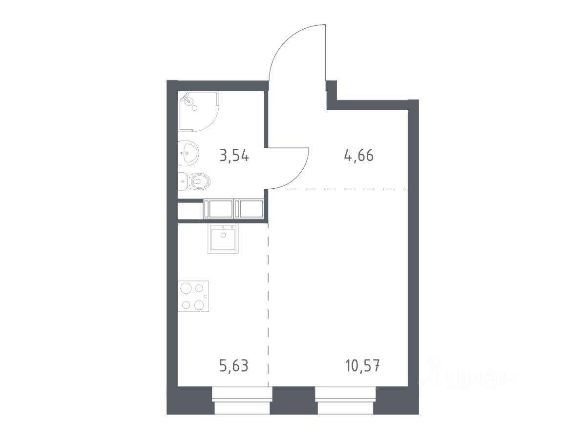 Квартира-студия, 24,4 м², в ЖК ЭкоБунино