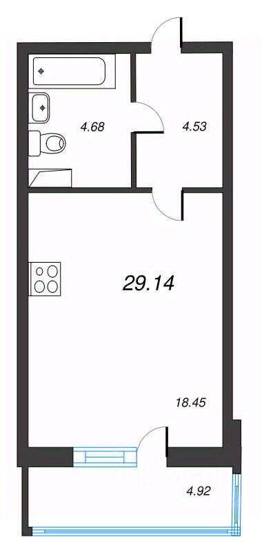 Квартира-студия, 29,14 м², в ЖК Левитан