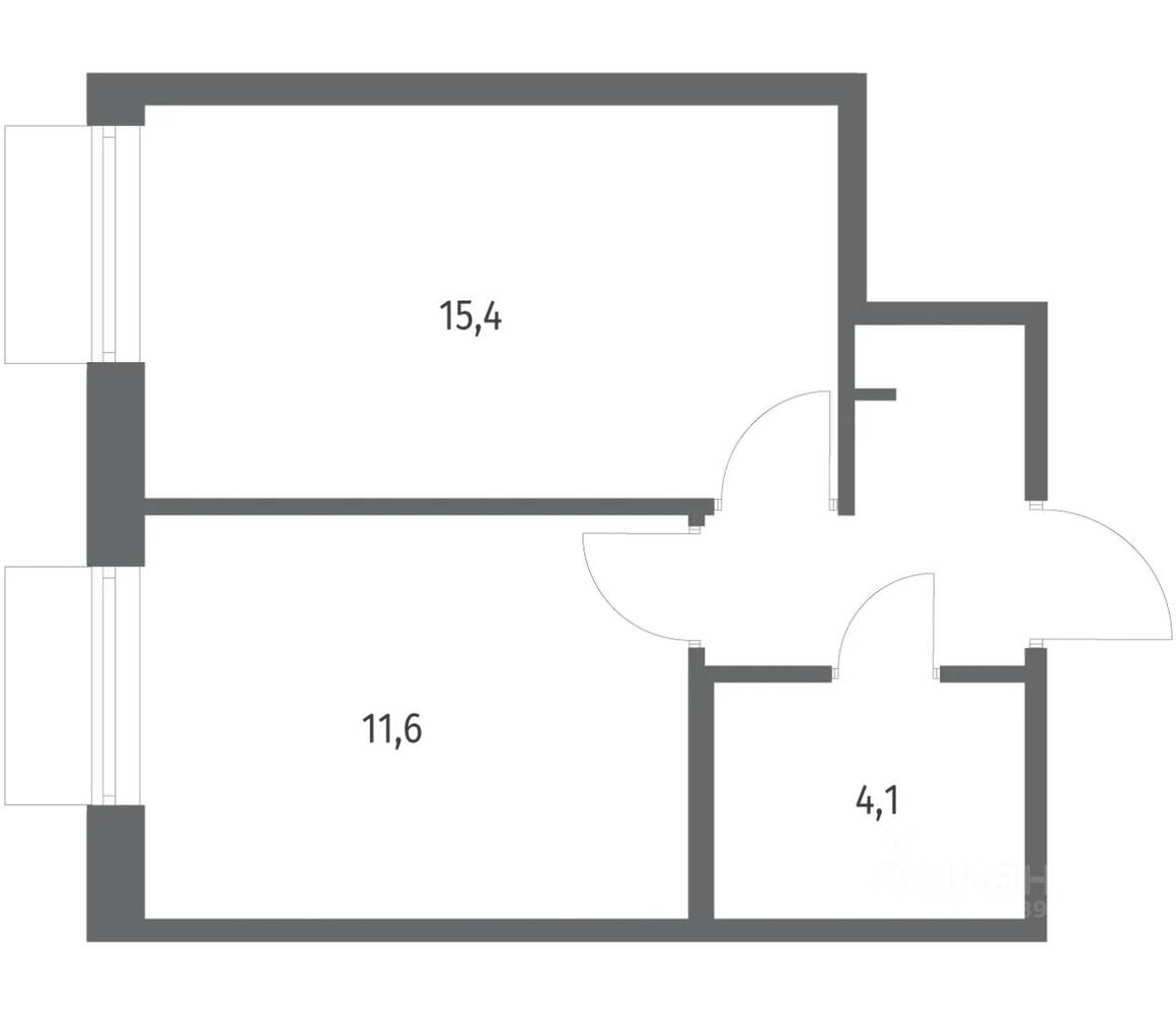 1-комн. квартира, 34,9 м², в ЖК Парусная 1