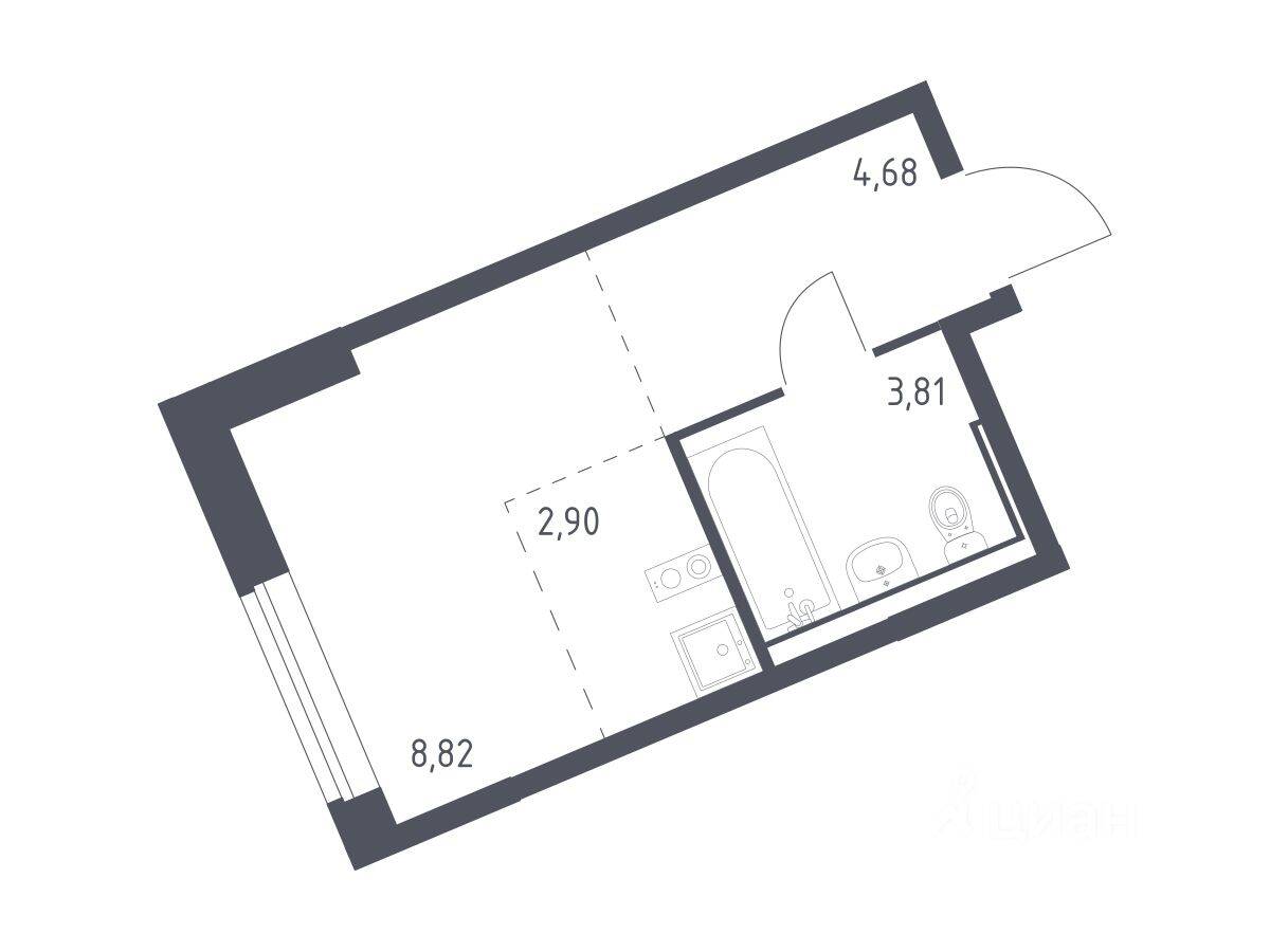 Квартира-студия, 20,21 м², в ЖК Молжаниново