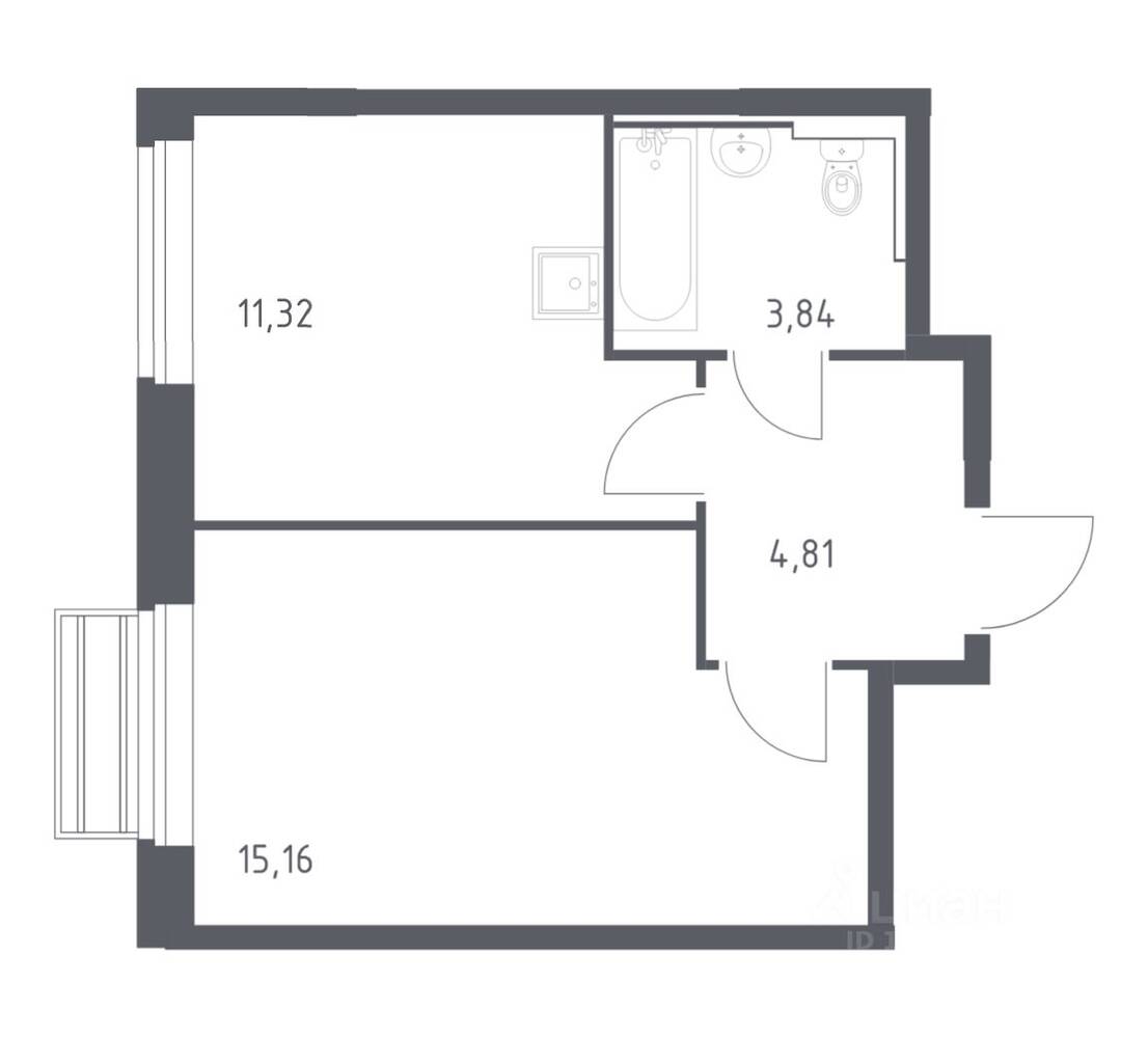 1-комн. квартира, 35,13 м², в ЖК Рублевский Квартал