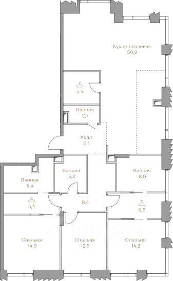 3-комн. квартира, 146,7 м², в ЖК Коллекция Лужники