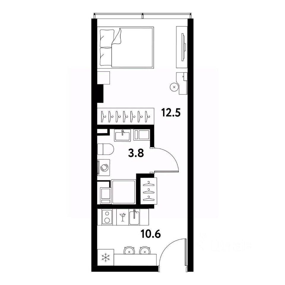 Квартира-студия, 26,9 м², в Апарт-комплекс МОСКО