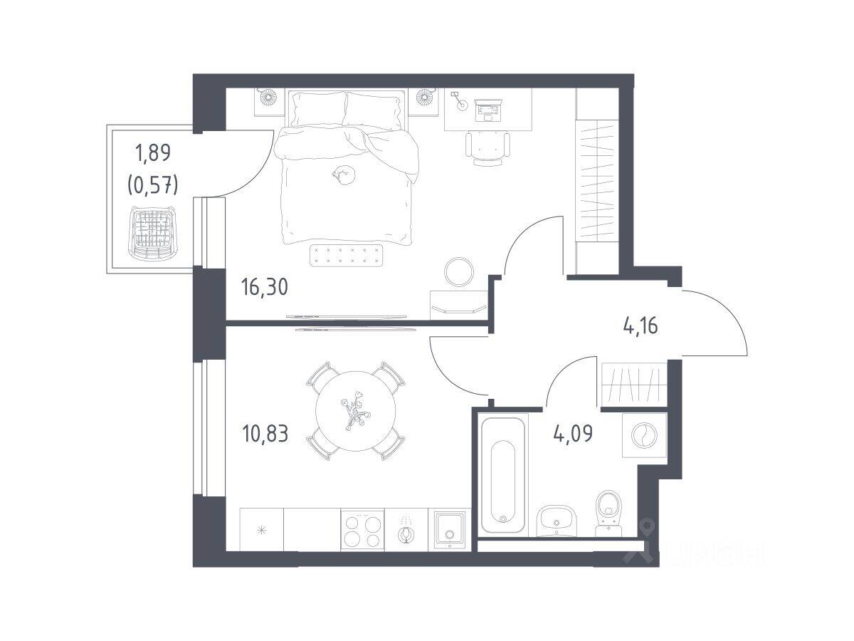1-комн. квартира, 35,95 м², в ЖК Новое Видное