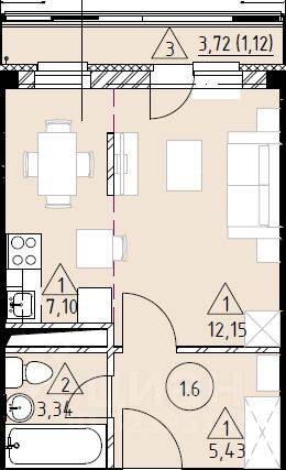 Квартира-студия, 29,14 м², в ЖК Марусино-6