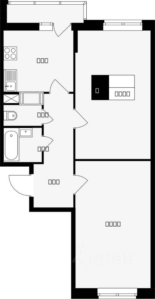 Планировка 2 комнатной квартиры, 61.5 м², в «Красная горка»