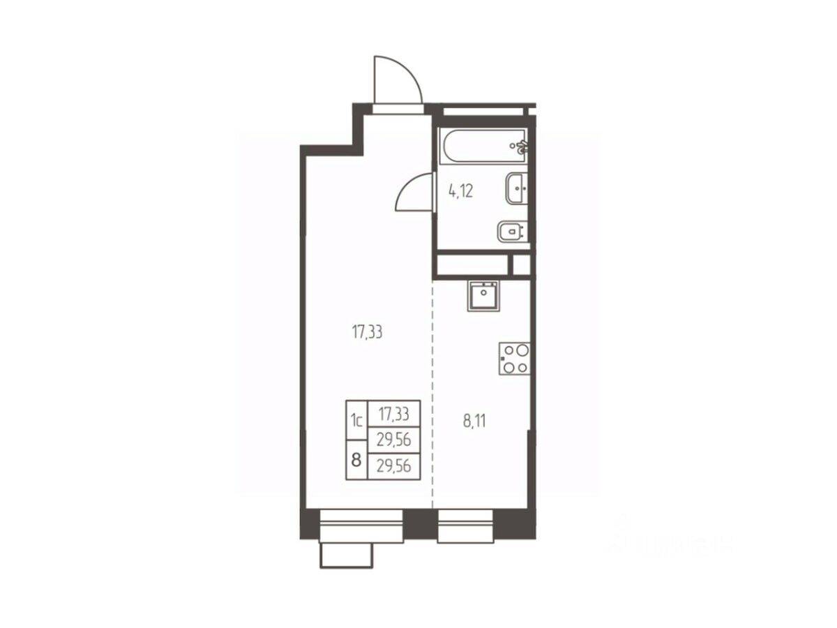 Квартира-студия, 29,6 м², в ЖК Новая Ивантеевка