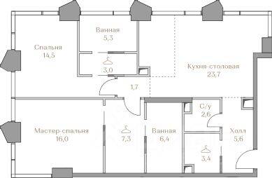 2-комн. квартира, 89,5 м², в ЖК Коллекция Лужники