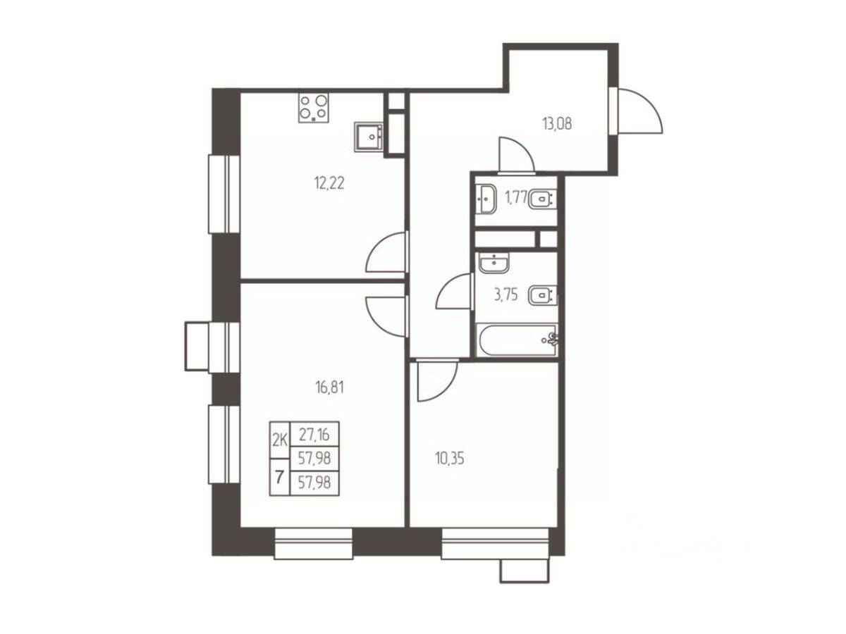 2-комн. квартира, 58 м², в ЖК Новая Ивантеевка