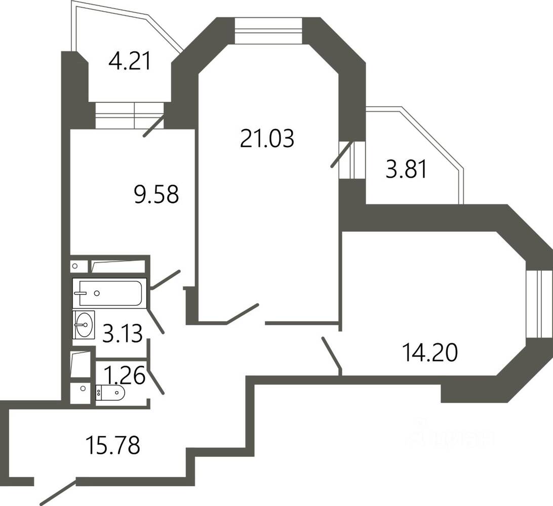 2-комн. квартира, 68,9 м², в ЖК «Советская 18»