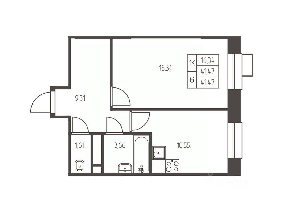 1-комн. квартира, 41,5 м², в ЖК Новая Ивантеевка