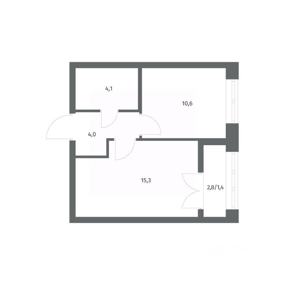 1-комн. квартира, 35,4 м², в ЖК NEWПИТЕР