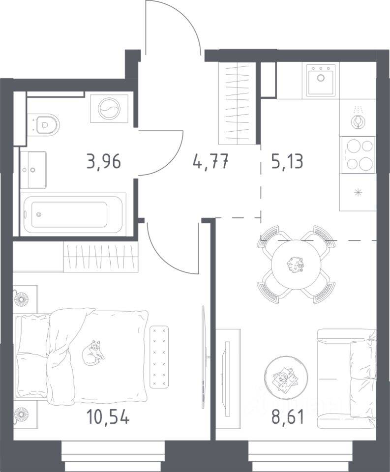 1-комн. квартира, 32,83 м², в ЖК Квартал Строгино