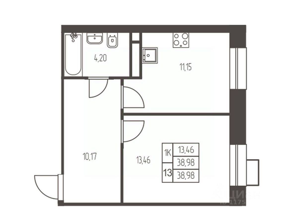 1-комн. квартира, 39 м², в ЖК Новая Ивантеевка