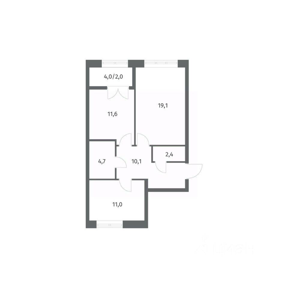 2-комн. квартира, 60,94 м², в ЖК NEWПИТЕР