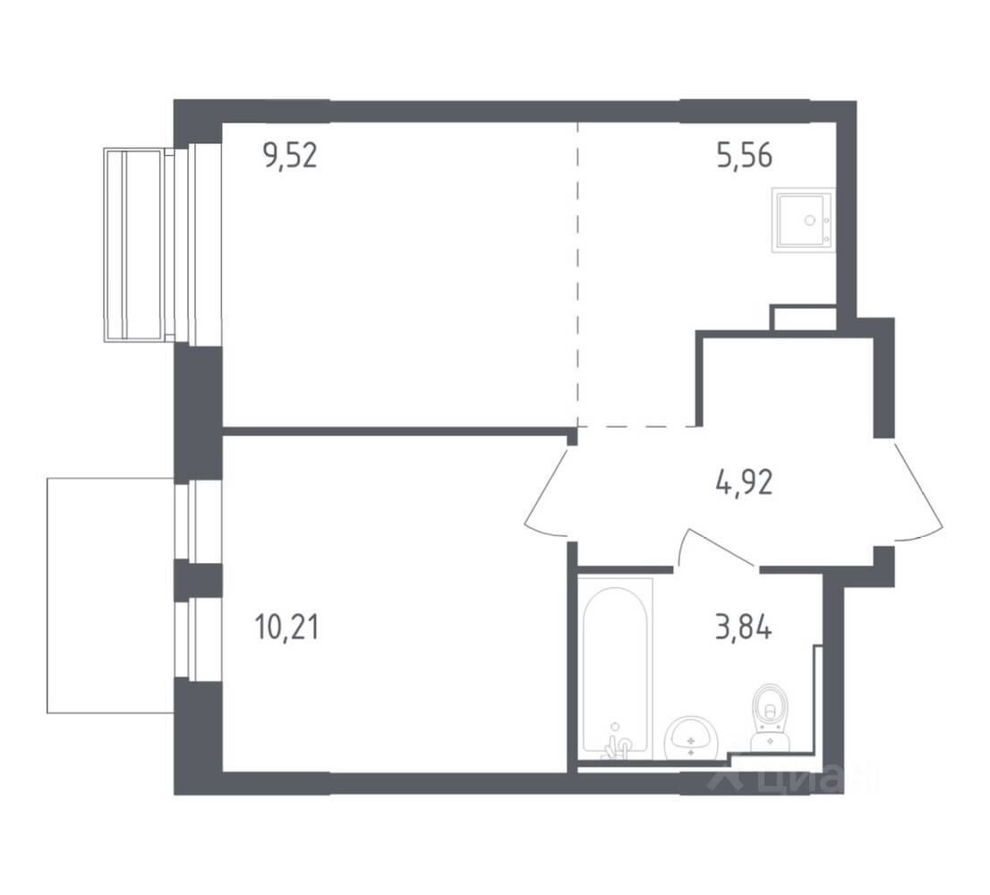 1-комн. квартира, 34,05 м², в ЖК Рублевский Квартал