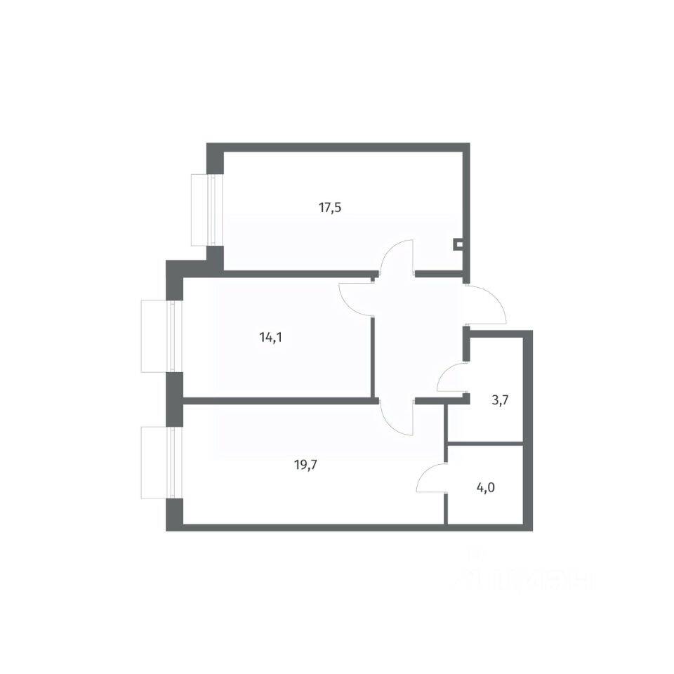 2-комн. квартира, 65,8 м², в ЖК Парусная 1