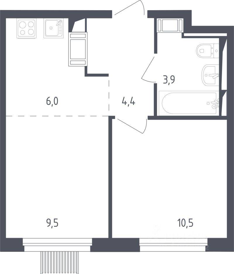 1-комн. квартира, 34 м², в ЖК Мытищи Парк