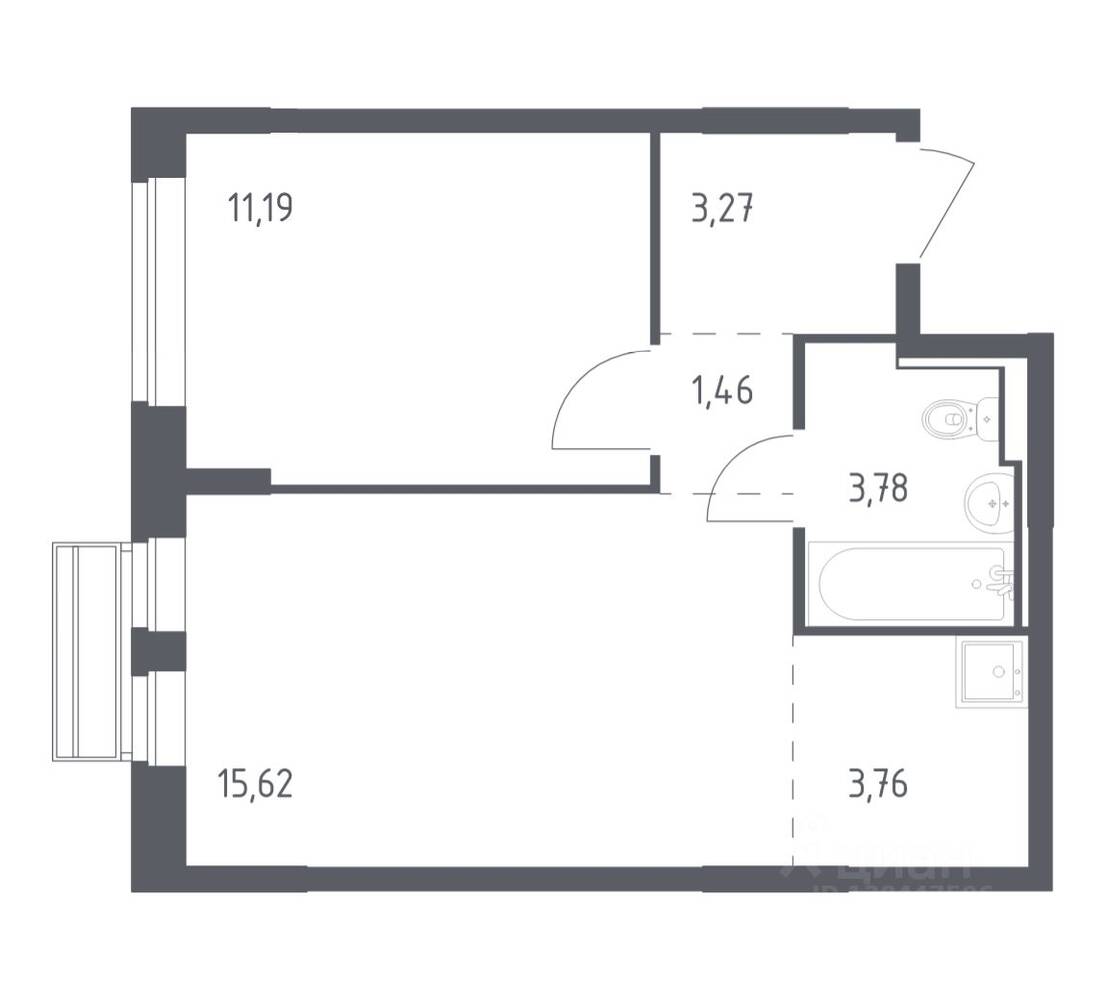 1-комн. квартира, 39,08 м², в ЖК Рублевский Квартал