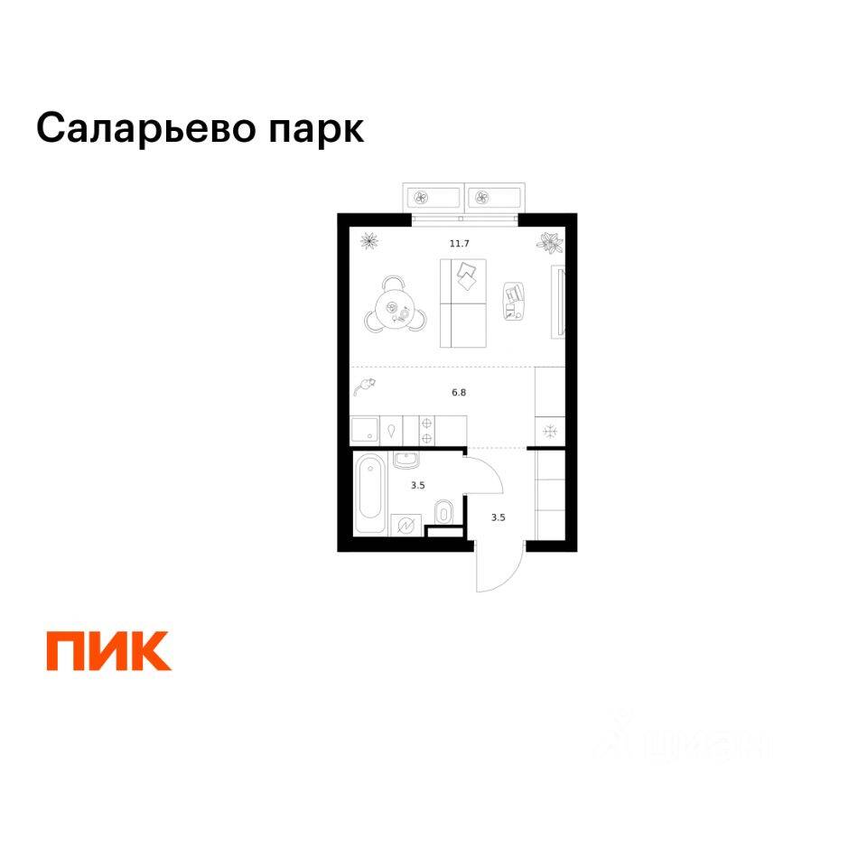 Квартира-студия, 25,5 м², в ЖК «Саларьево парк»