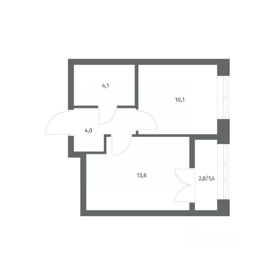 1-комн. квартира, 33,2 м², в ЖК NEWПИТЕР