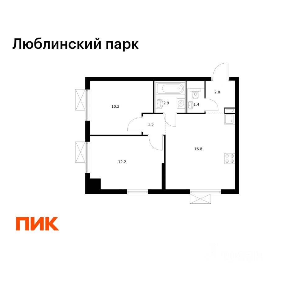 2-комн. квартира, 47,8 м², в ЖК «Люблинский парк»