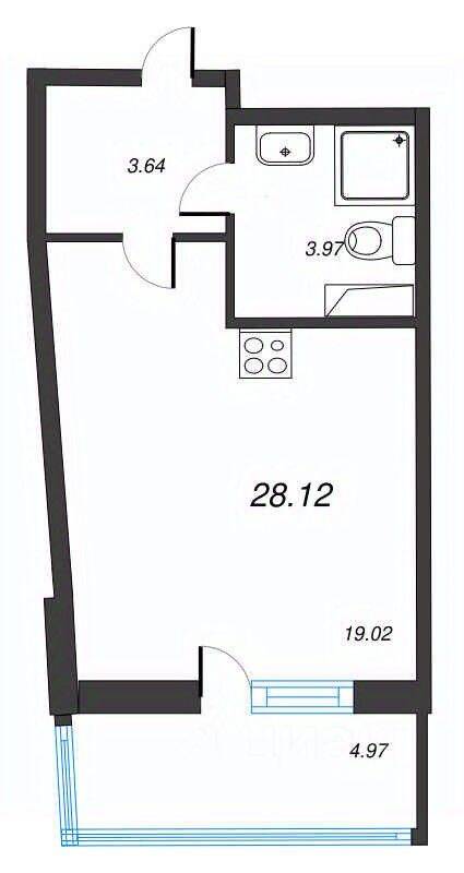 Квартира-студия, 28,12 м², в ЖК Левитан