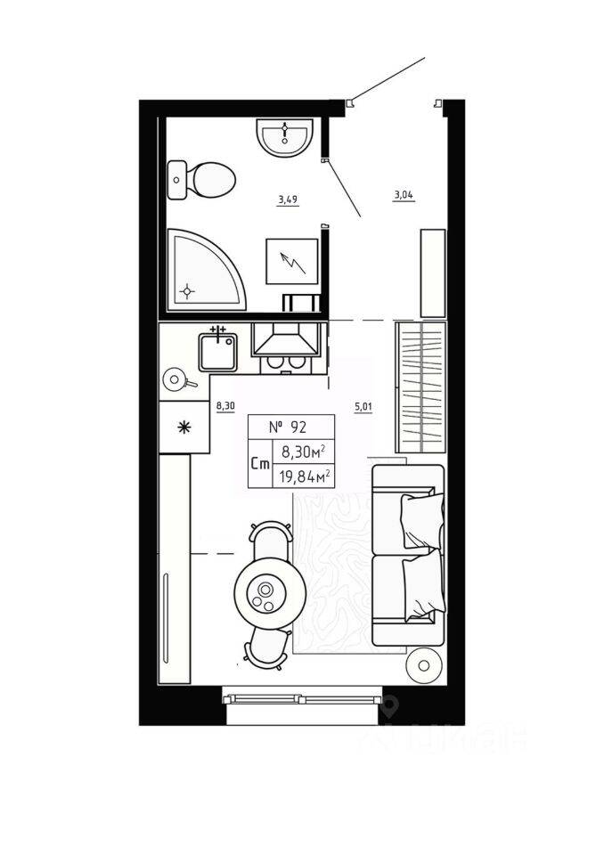 Квартира-студия, 19,84 м², в Малоэтажный ЖК Аннино Сити