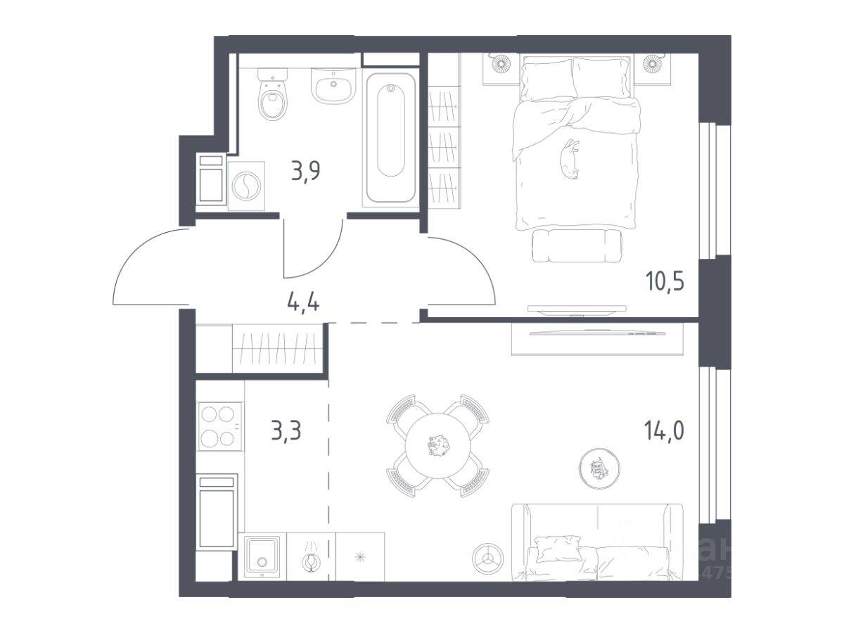 1-комн. квартира, 35,5 м², в ЖК Мытищи Парк