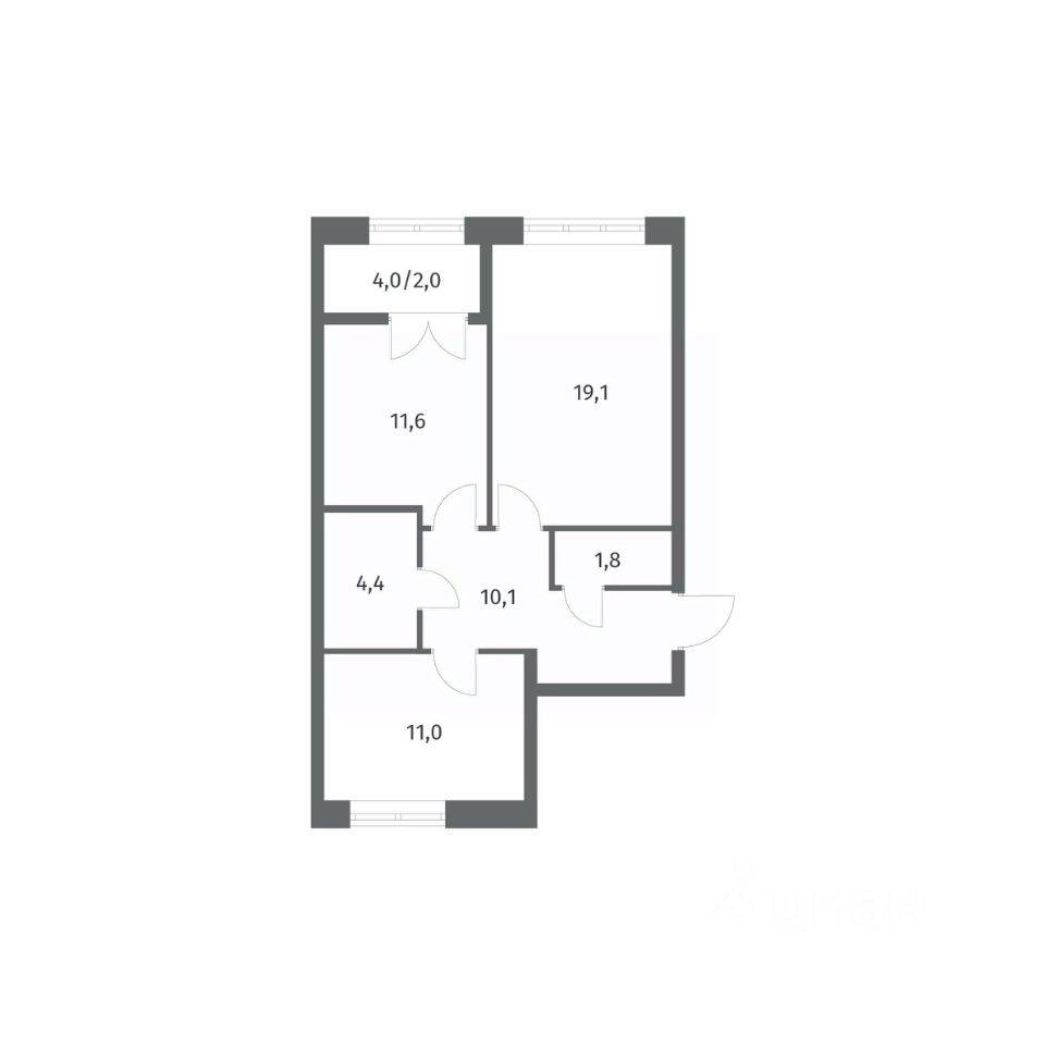 2-комн. квартира, 60,05 м², в ЖК NEWПИТЕР