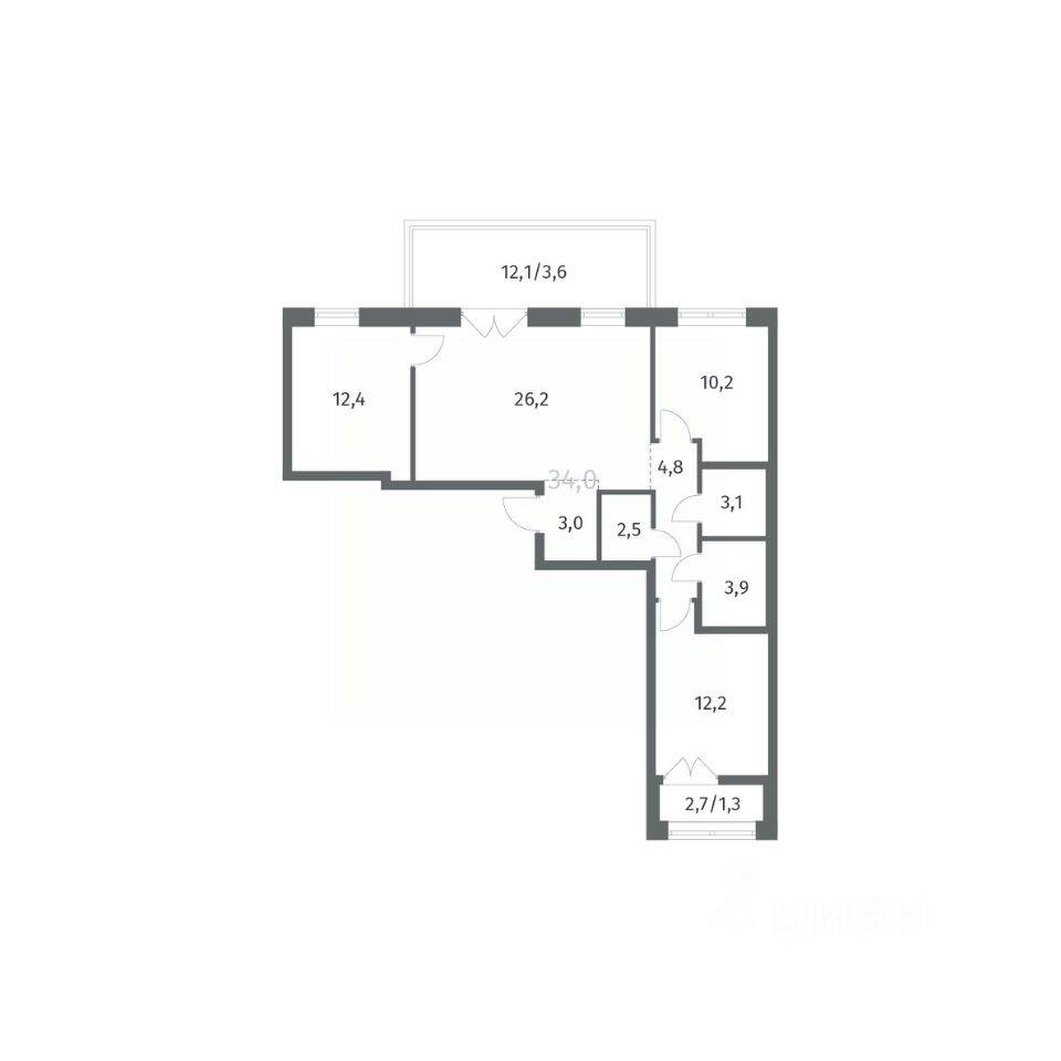 3-комн. квартира, 83,38 м², в ЖК NEWПИТЕР