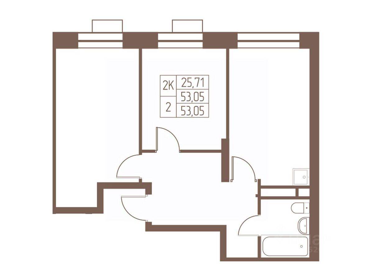 2-комн. квартира, 53,1 м², в ЖК Западная Ивантеевка