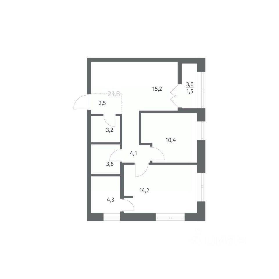 2-комн. квартира, 58,98 м², в ЖК NEWПИТЕР
