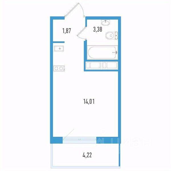 Квартира-студия, 20,53 м², в ЖК Аэросити Life