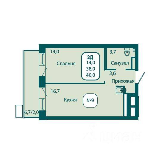 1-комн. квартира, 40 м², в ЖК Андреевка LIFE
