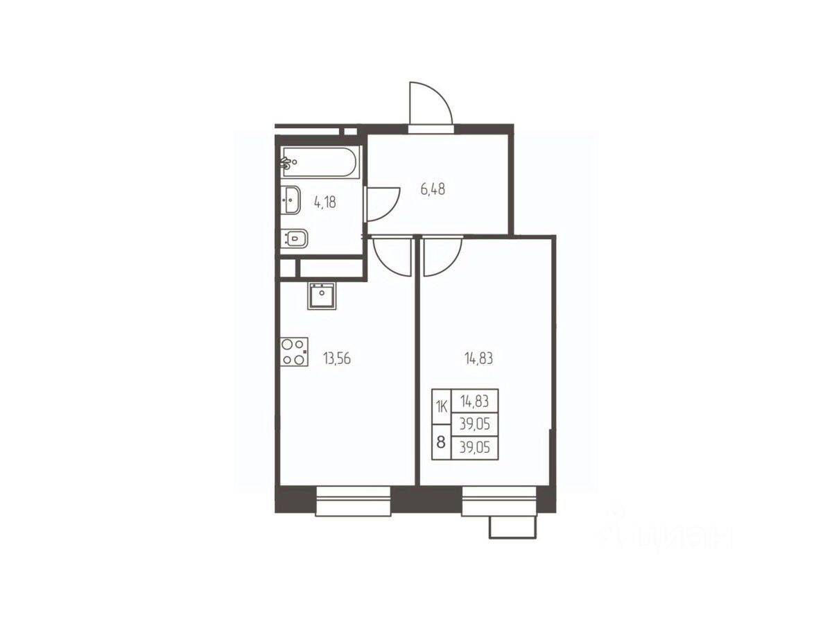 1-комн. квартира, 39,1 м², в ЖК Новая Ивантеевка