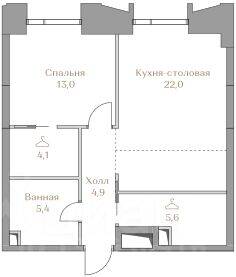 1-комн. квартира, 55 м², в ЖК Коллекция Лужники