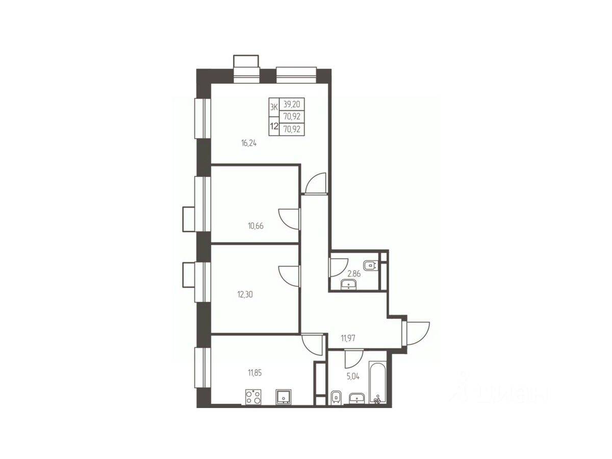 3-комн. квартира, 70,9 м², в ЖК Новая Ивантеевка