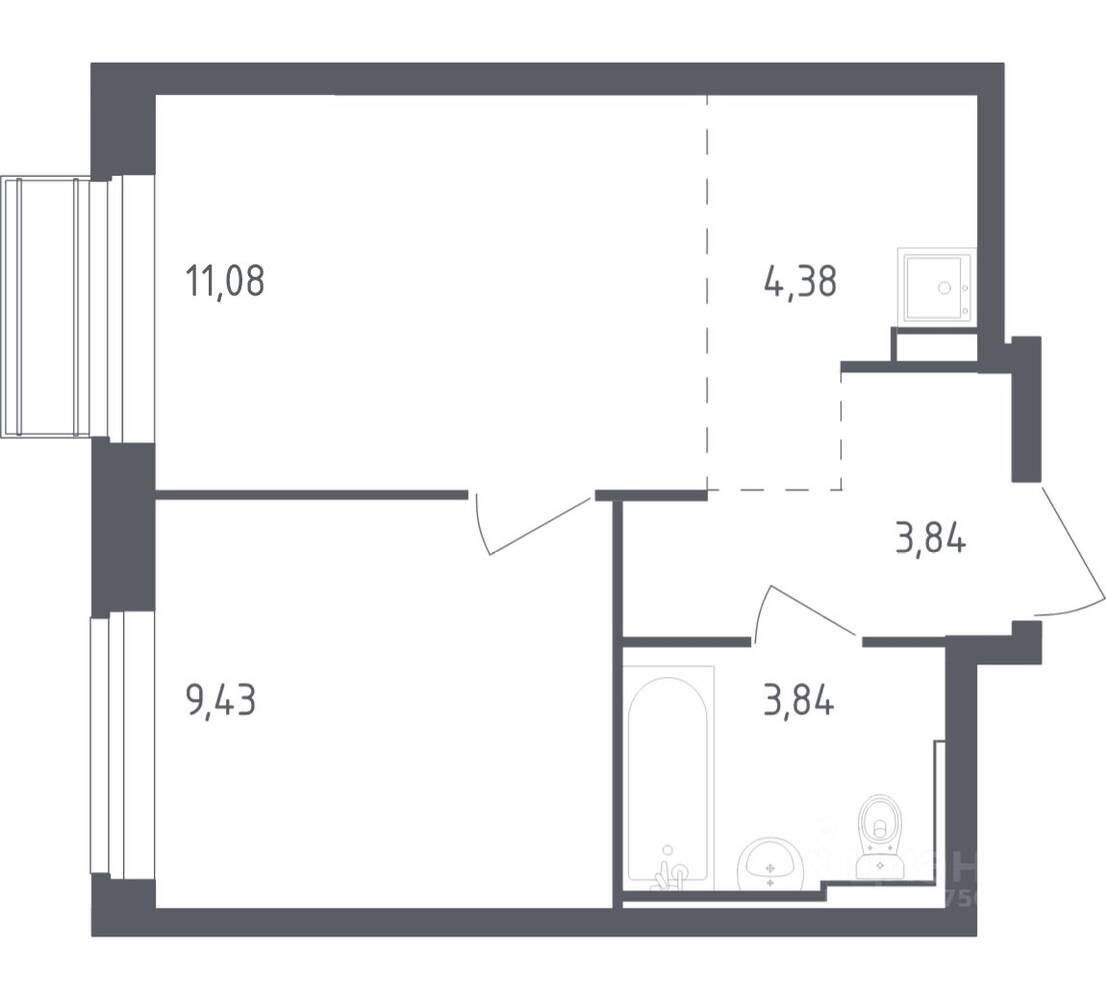 1-комн. квартира, 32,57 м², в ЖК Рублевский Квартал