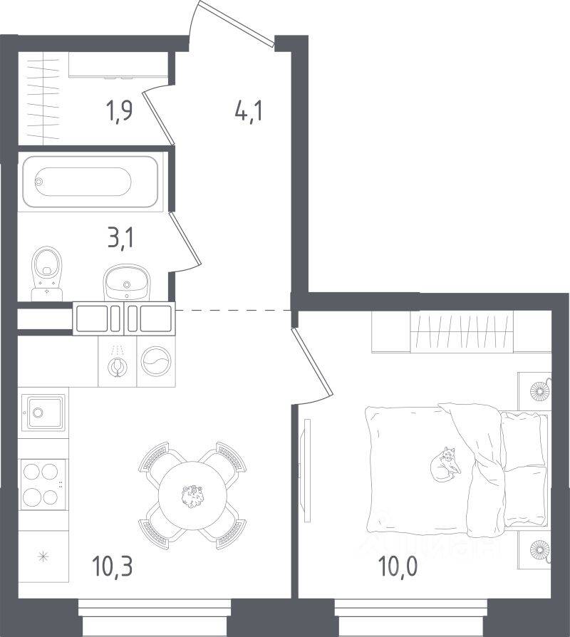 1-комн. квартира, 29,4 м², в ЖК Ольховый Квартал