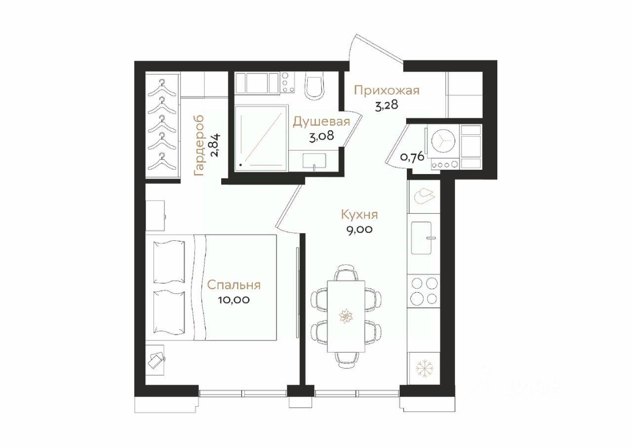 1-комн. квартира, 28,96 м², в ЖК ID Petrogradskaya